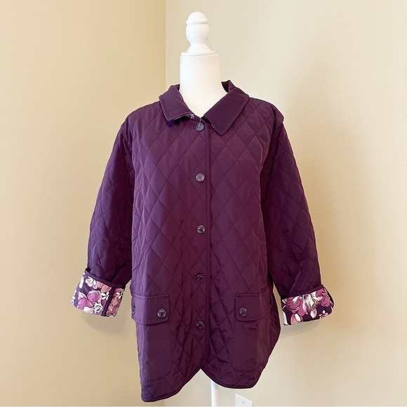 Susan Graver Reversible Purple Floral Quilted Rain Jacket NWT - 1X - Picture 14 of 14